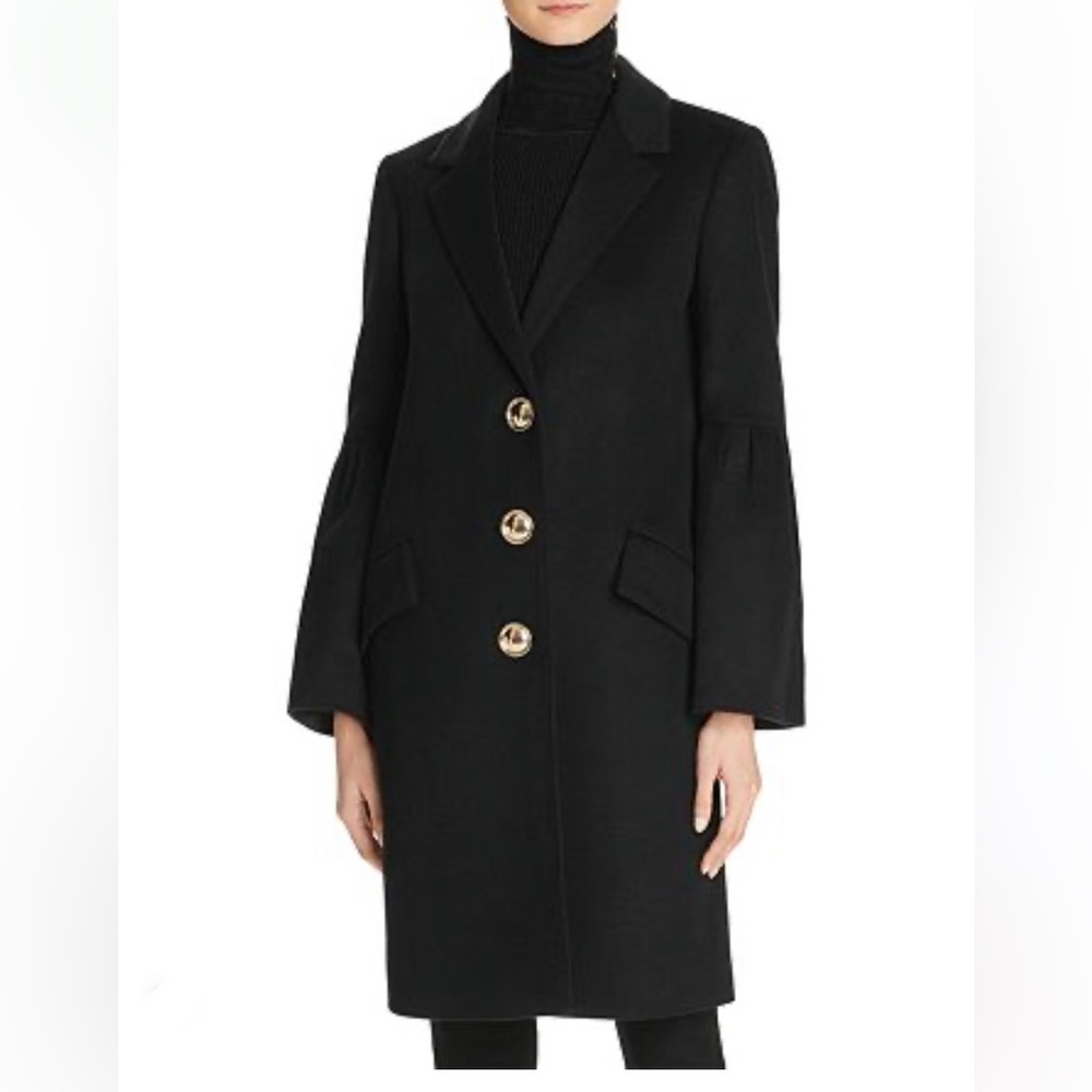 Burberry wool cashmere black gold button coat